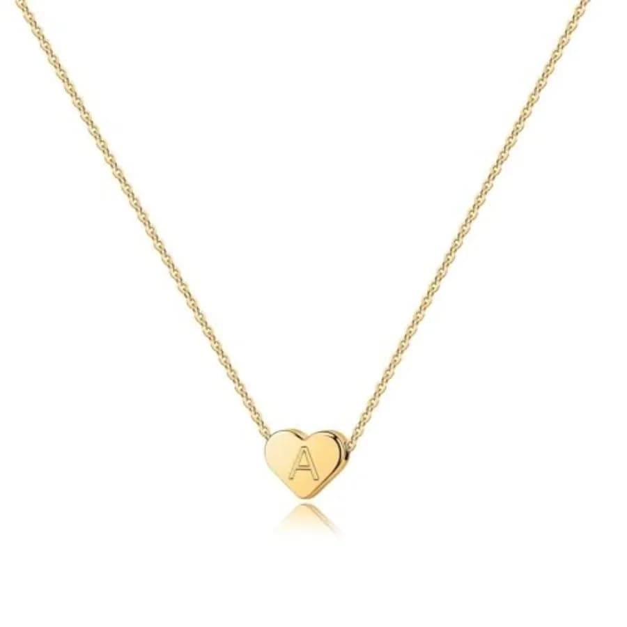 Collane con Iniziale a Cuore Turandoss per Donne e Ragazze - Ciondolo a Cuore Placcato Oro 14K con Lettera dell'Alfabeto