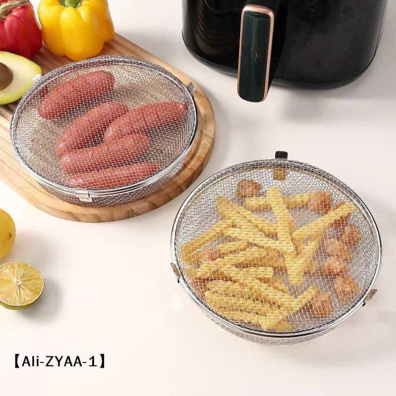 【A】304 Stainless Steel Airfryer Basket Quickly Drain Oil Rust-proof Draining Basket Safety Multi-functional Baking Basket