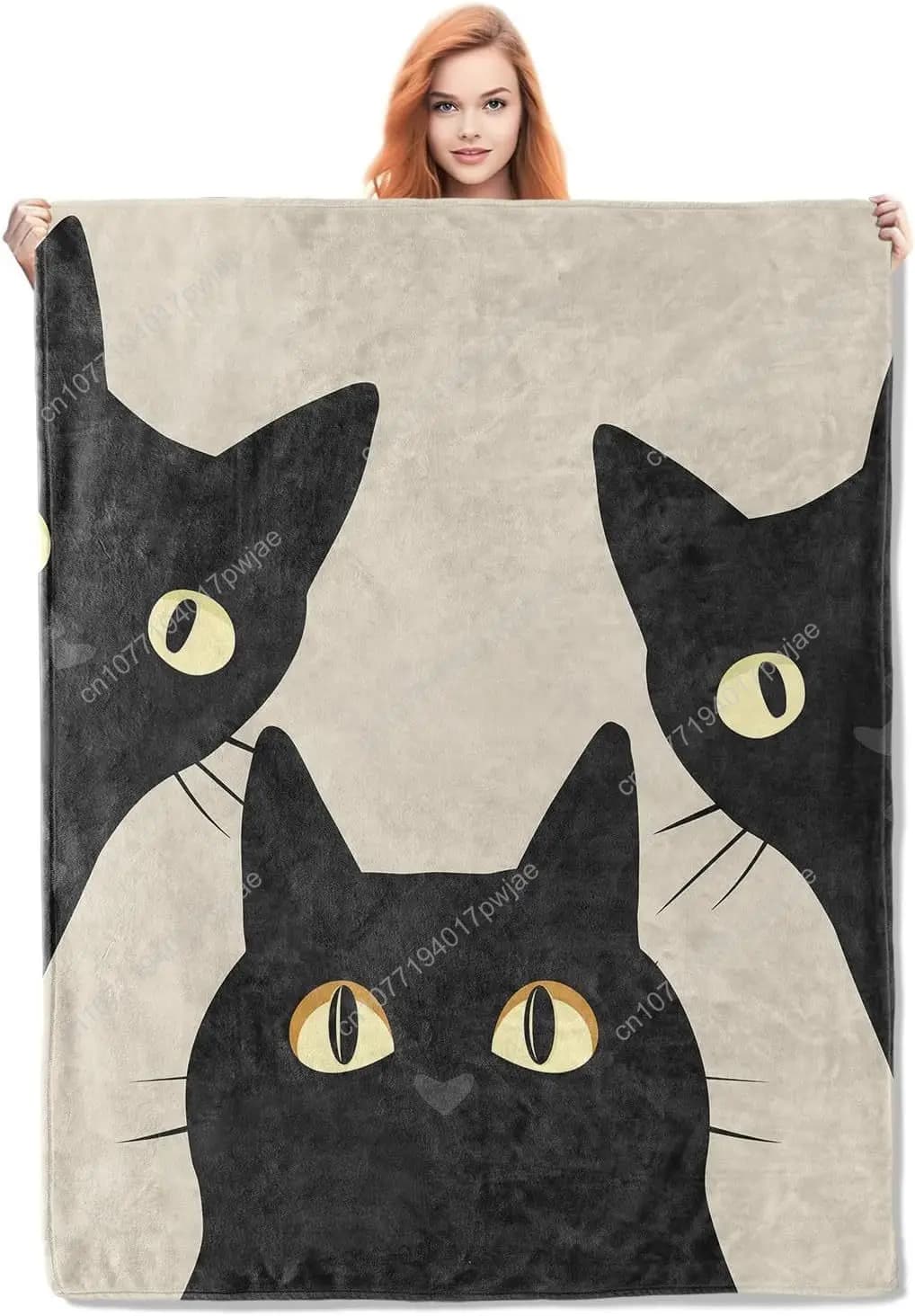 Divertenti coperte per gatti, regali per donne e ragazze, morbide, calde, leggere, accoglienti, con animali, tre gatti neri, coperte da letto, coperte personalizzate