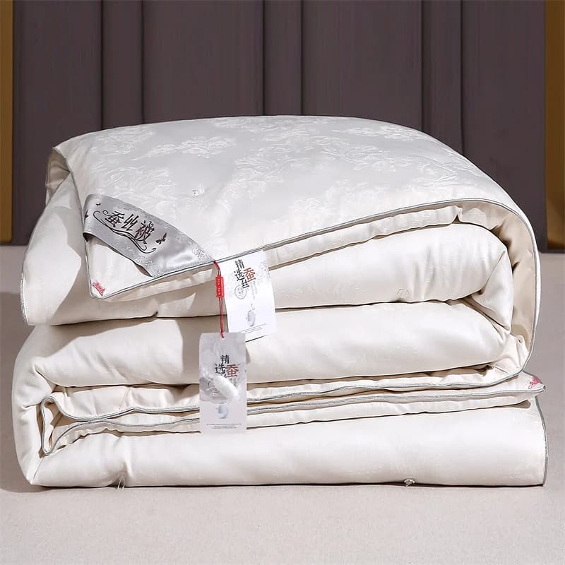 Trapunta trapunta di lusso in seta di gelso Coperta da letto per tutte le stagioni Trapunte imbottite in jacquard 100% seta con copripiumino Queen in cotone 100%.
