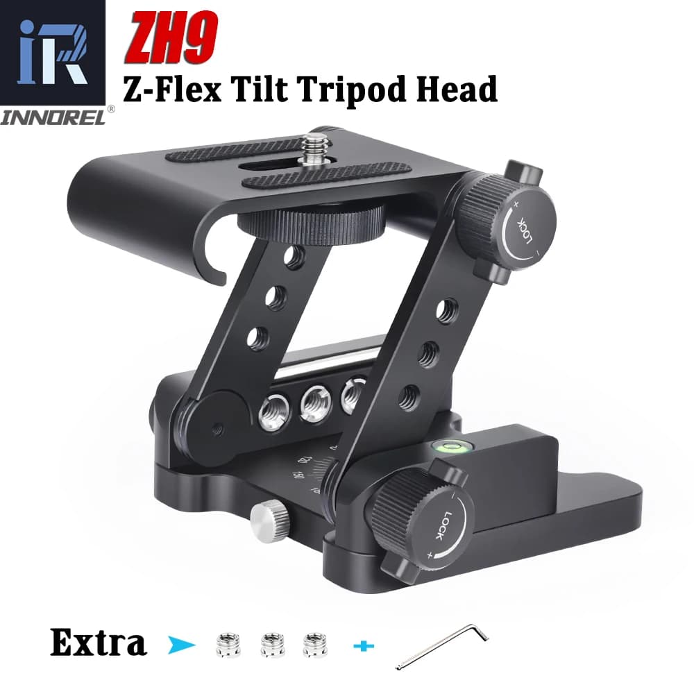 Testa per treppiede inclinabile Z-Flex INNOREL ZH9 lega di alluminio CNC tutto in metallo flessibile pieghevole Z Pan per Canon Nikon Sony DSRL Slider