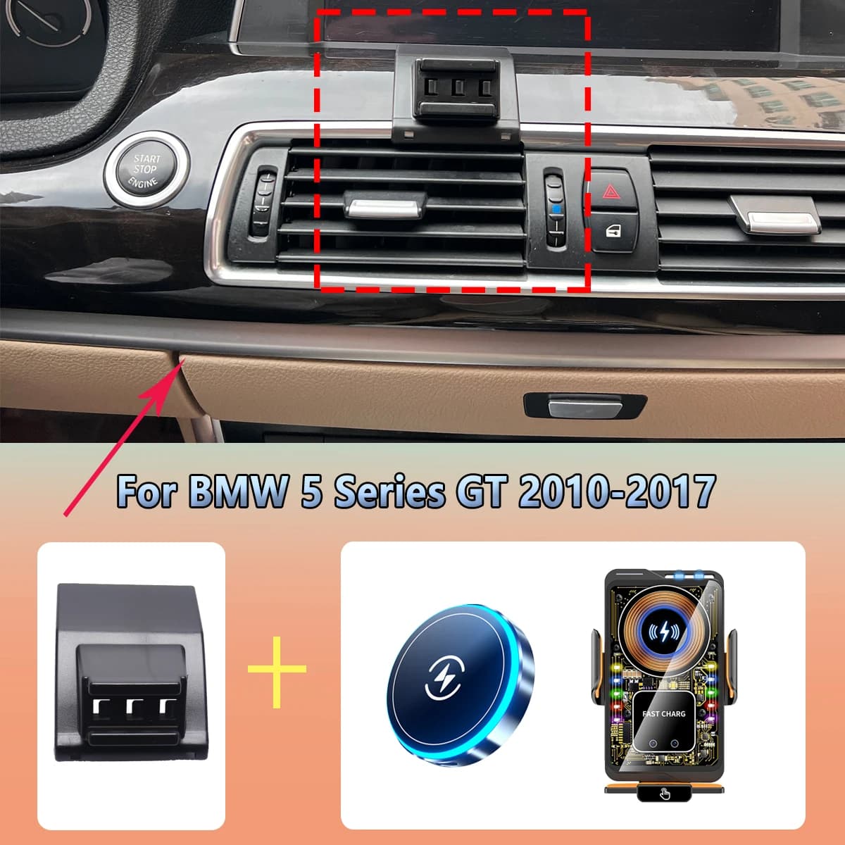 Car Phone Holder For BMW 5 Series GT 5GT F07 2010 2011-2017 Magnetic Wireless Charging Car Phone Fixed For Magsafe Mount Stand