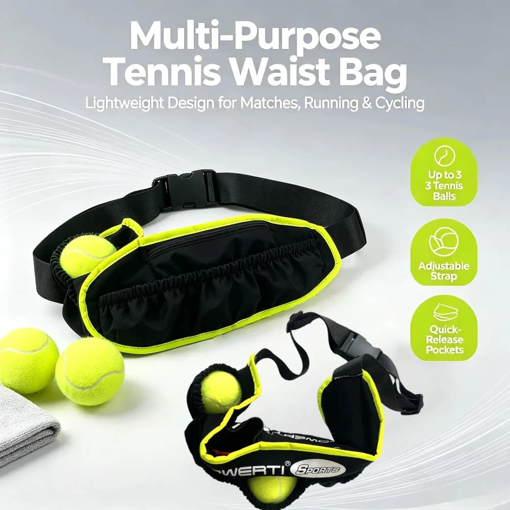 A Tennis Waist Bag That Can Hold 5 Tennis Balls, a Tennis Belt, Adjustable Length, Fitness, Running, Cycling, Etc. Can Be Used
