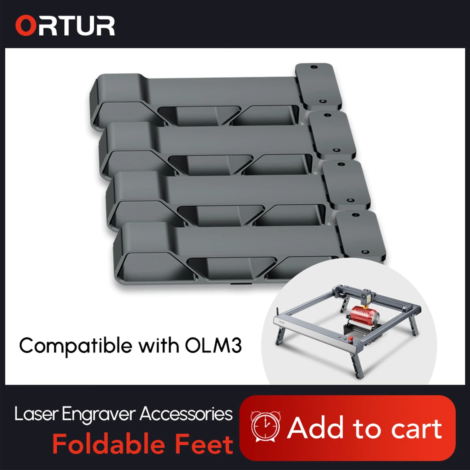 ORTUR Laser Master 3 Pieces Foldable 4 PZ FFT1.0-LM3 Foldable Feet Increase Cut Height Accessories for Engraving Machine