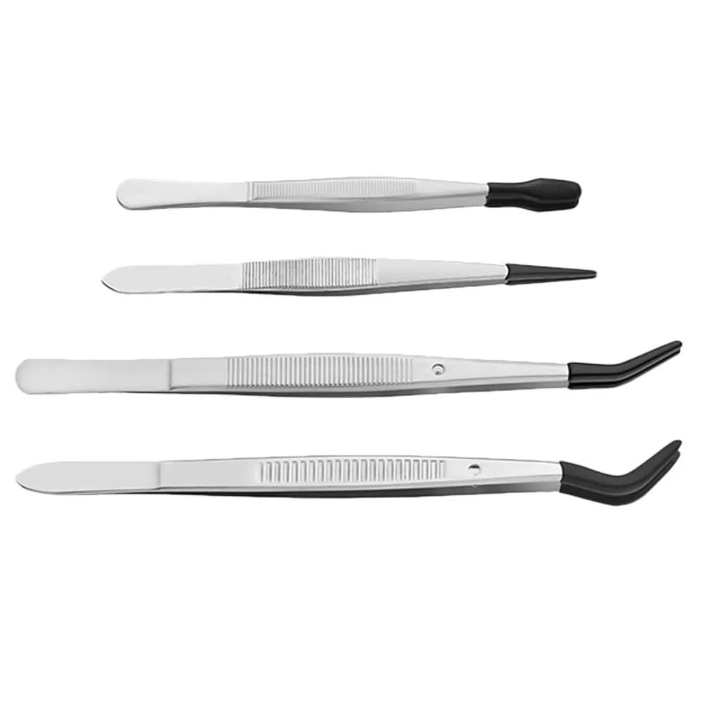 Set of 4 Stainless Steel Anti-slip Grips with Fin Eyelash Tips, Coins, Gems, Craftsmanship and Home Use