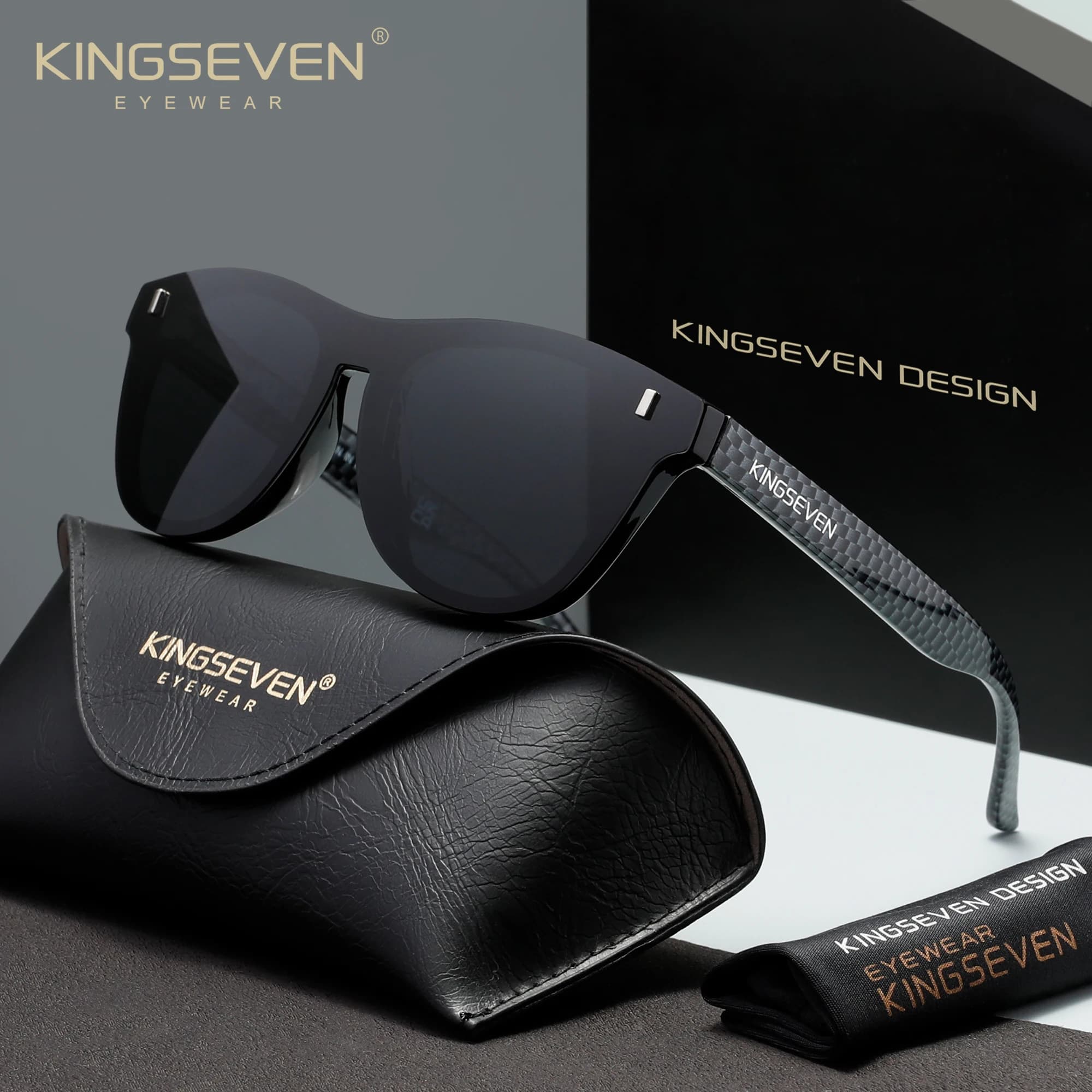 KINGSEVEN New Sunglasses Without UV400 Polarized Mounting, Women's Round Glasses, Men's Retro Glasses, Protective Glasses for Fishing and Open Activities