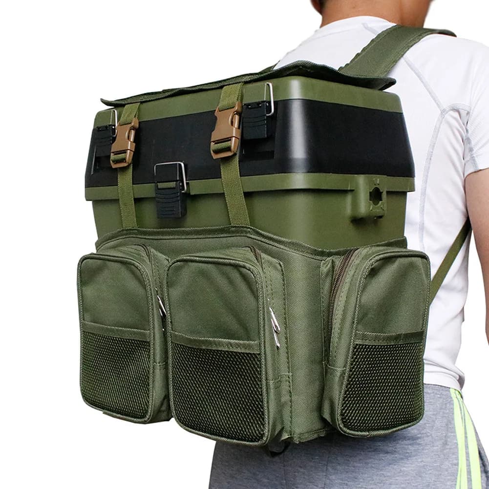 Green Multifunctional Fishing Tackle Box Backpack With ABS Hard Case And Nylon Bag For Sea River Angler Gear Storage Organizer