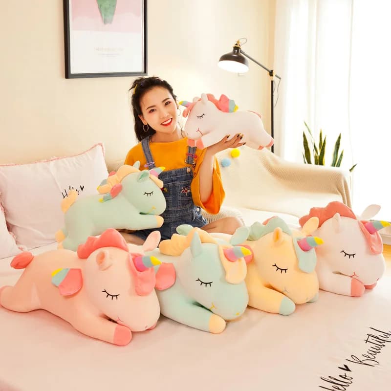 Cute Rainbow Angel Unicorn Pony Plush Toy Heart-Shaped Stuffed Doll Simulation Pillow for Girls Birthday Gift for Girlfriend