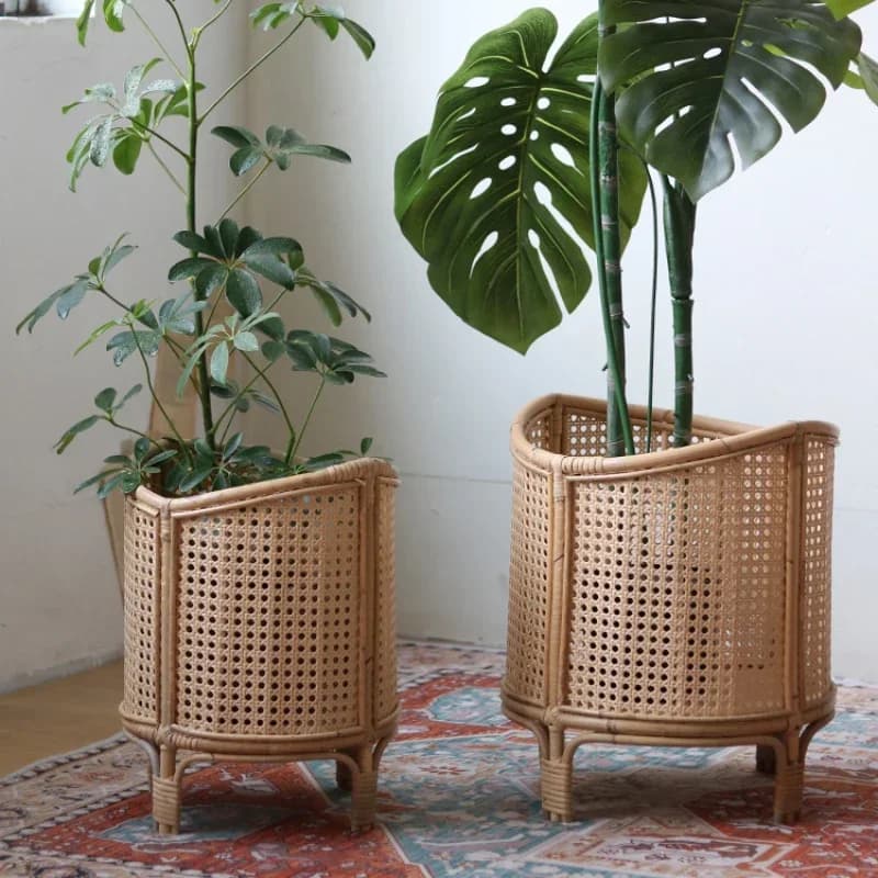 Supporto per vaso di fiori in tessuto di Rattan nordico supporto per fiori da soggiorno scaffale per piante in vaso di edera verde leggero e durevole giardinaggio Indoor