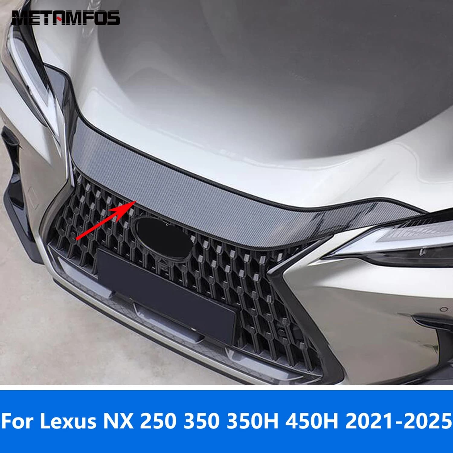 Per Lexus NX 250 350 350H 450H 2021-2024 2025 Chrome Coperchio del cofano anteriore Griglia superiore Griglia Striscia di copertura Trim Accessori Car Styling