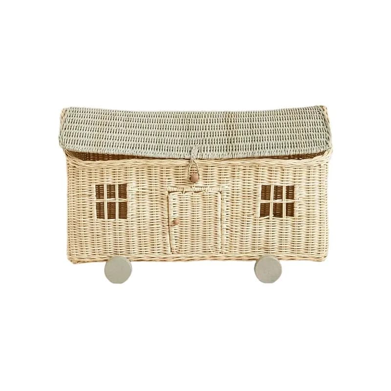 Cesto portaoggetti in rattan indonesiano intrecciato a mano, piccolo, per bambini, ideale come accessorio per riprese video.