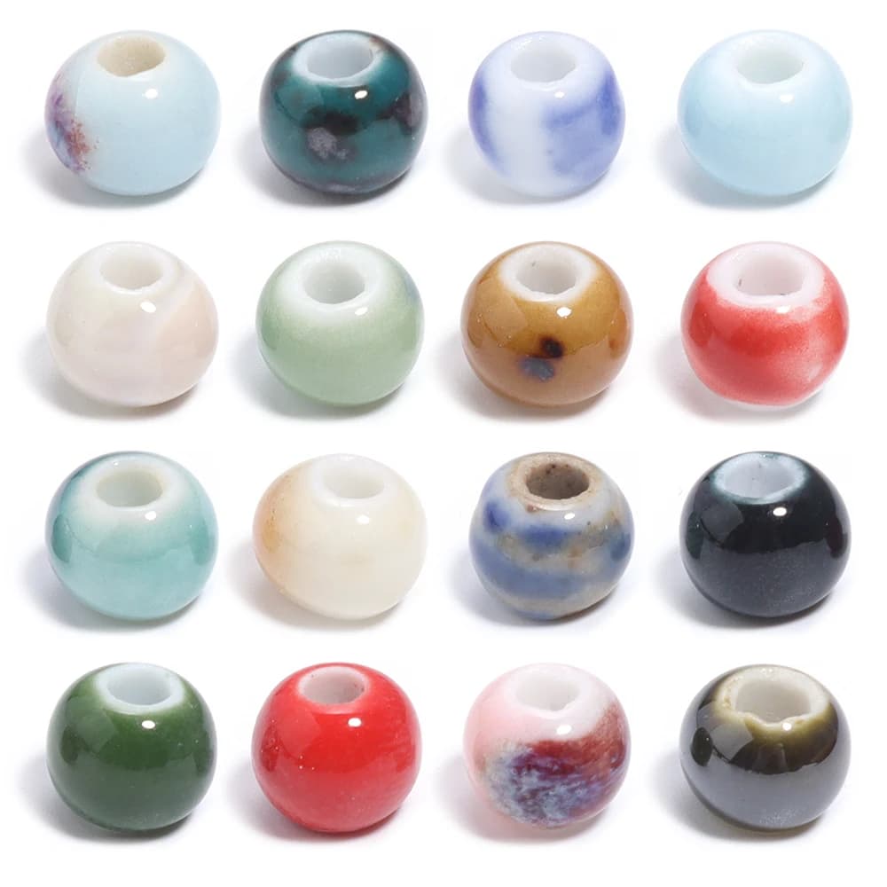 30 pz/lotto perline di ceramica di forma rotonda colorata perline distanziatrici perline allentate per gioielli collana braccialetto fai da te che fanno accessori regalo