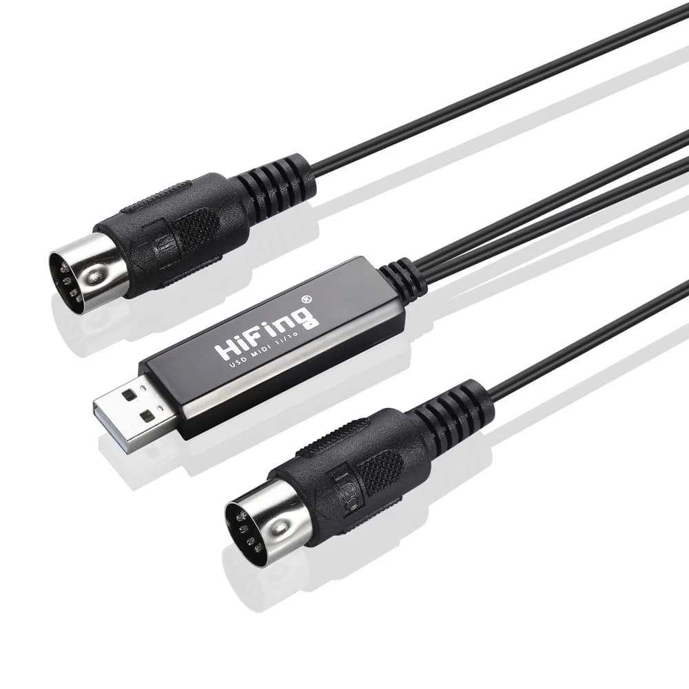 HiFing USB cable IN-OUT MI Interface one in one out 5 pin line converter PC to music keyboard adapter cable