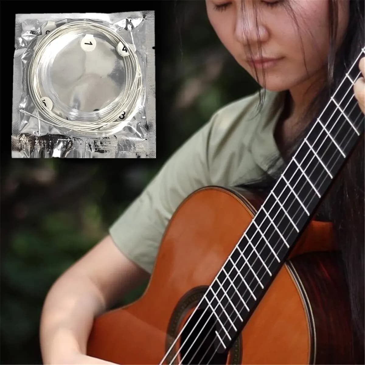 Set di 6 Corde per Chitarra Classica in Nylon e Argento, Accessori per Chitarra Classica
