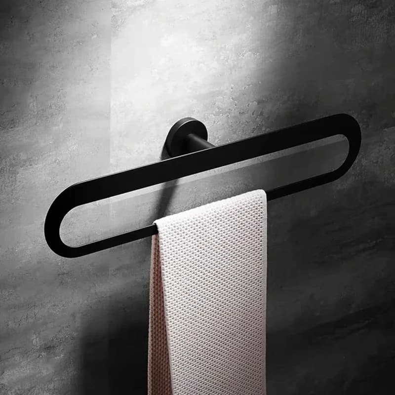 Black Towel Rings New-Style Stainless Steel Wall Mounted Large Size Bathroom Storage Rack for Toilet Hardware Holder