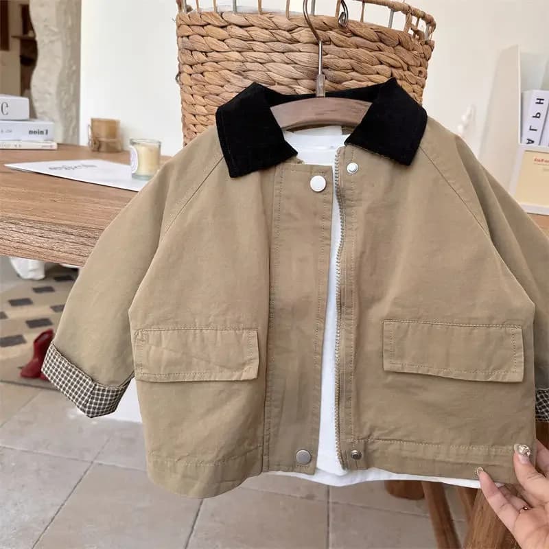 Giacca a vento per bambini Nuovo 2025 Primavera Autunno Moda Coreana Casual Baggy Stile semplice