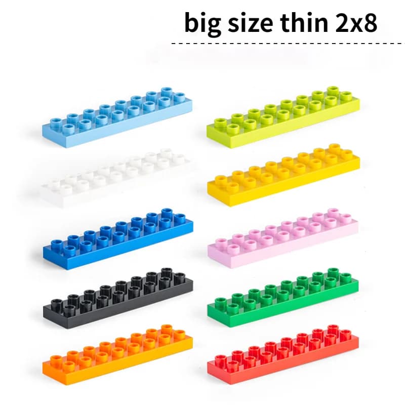 big size Thin Brick 2x8 10pcs/lot DIY Classic Education Building Blocks Compatible With Large Bricks Toys For Children