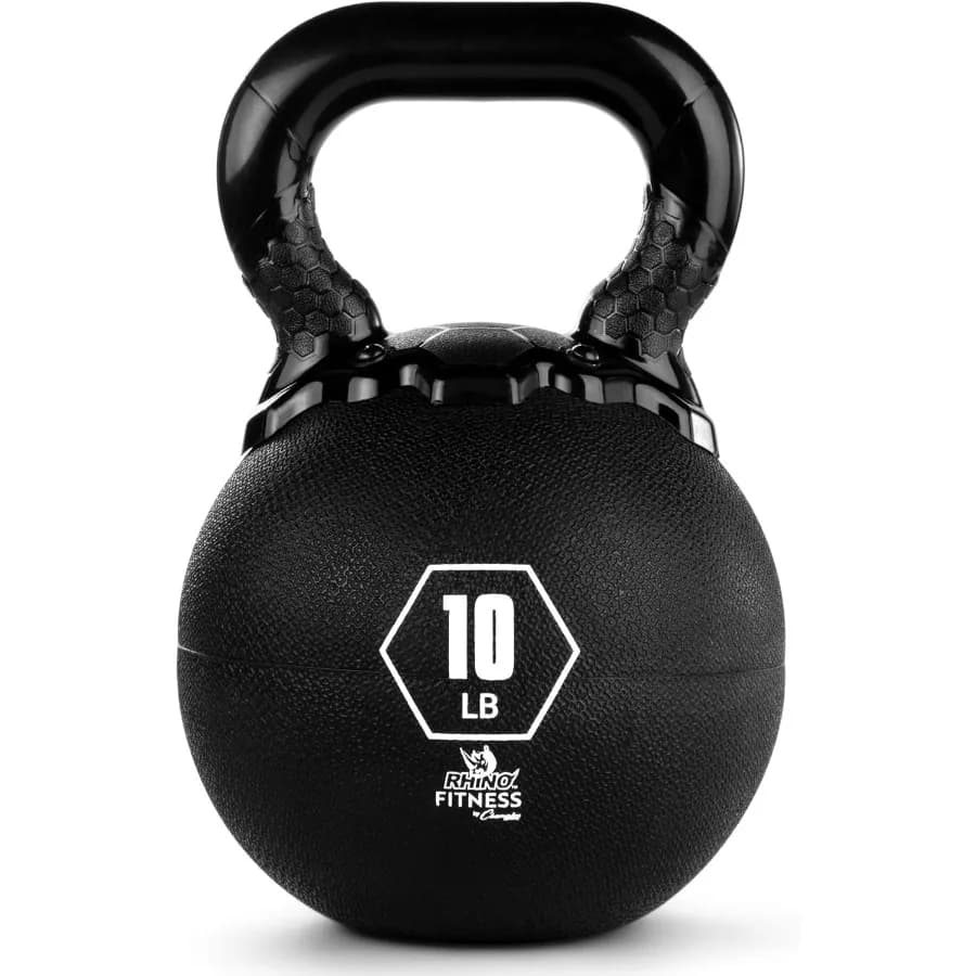 Black Rhino Kettlebell Rubber Weights - Premium Force Training Equipment - Multiple Weights