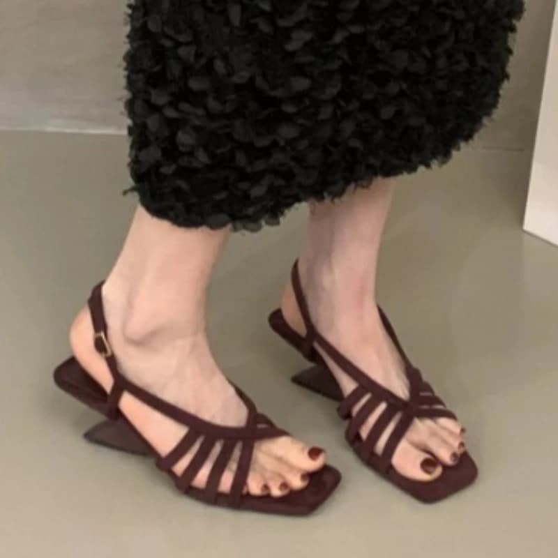 Women Sandals Sexy High Heels Shoes Square Toe Elegant Heeled Slippers Summer 2026 Pumps New Flip Flop Party Dress Ladies Slides