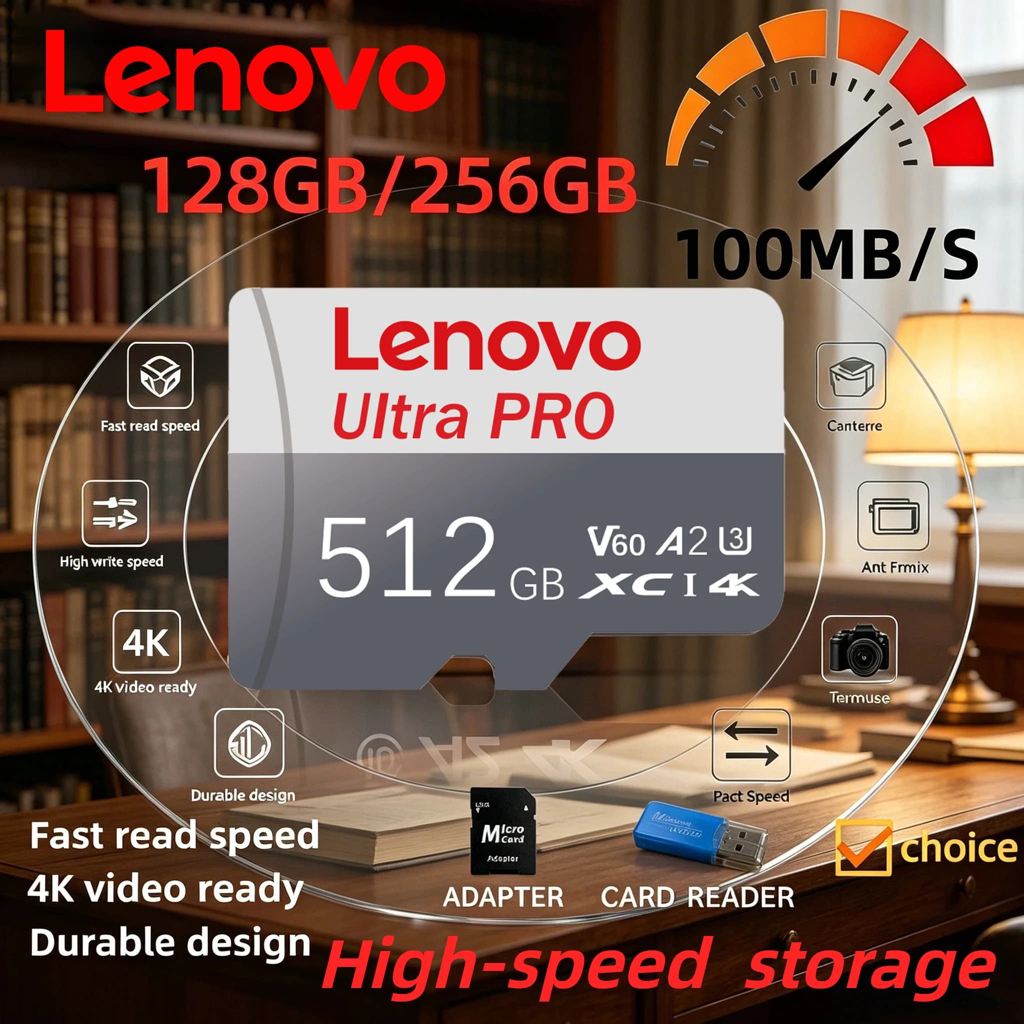 Lenovo Memory Card Class10 High Speed TF Flash Cards V60 U3 Extreme Micro TF SD Card For Insta360 DJI Drones Cameras Switch