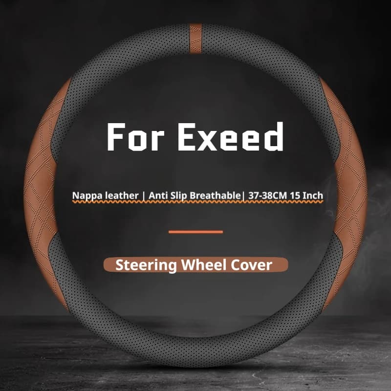 For Exeed Leather Car Steering Wheel Cover Premium Breathable Fit LX TXL VX RX Exlantix ES Exlantix ET TX Accessories