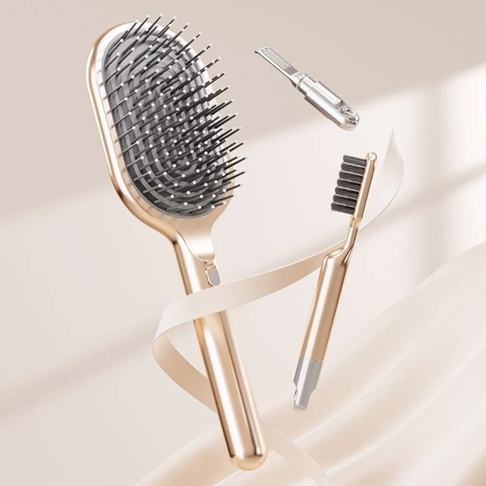 Spazzola per capelli voluminosi con ago in acciaio, spazzola per la pulizia, porta pettine, pettine a cuscino d'aria, pettine professionale per massaggio del cuoio capelluto e stiratura dei capelli