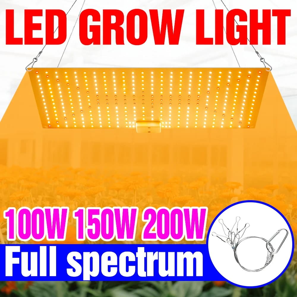 200W LED Lamp for Cultivation Plants, Complete spectrum, Quantum Panel, UV IR Hydroponic Lighting for Interior, Seeds, Fruit, Flowers, Vegetables