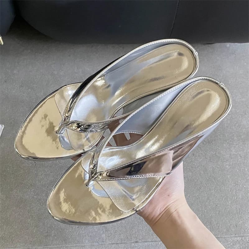 Eilyken Ciabatte da Donna con Zeppa e Tacco Alto, Design alla Moda, Punta Aperta, Eleganti per Feste, Estive, Infradito