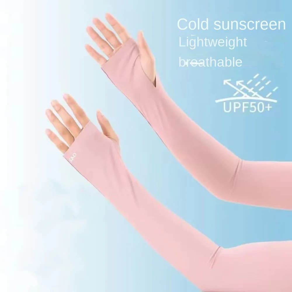Seamless Breathable Ice Silk Sleeves UV Anti-UV Insulation Solar Protection Sleeves Long Arm Covers Summer Cycling Gloves