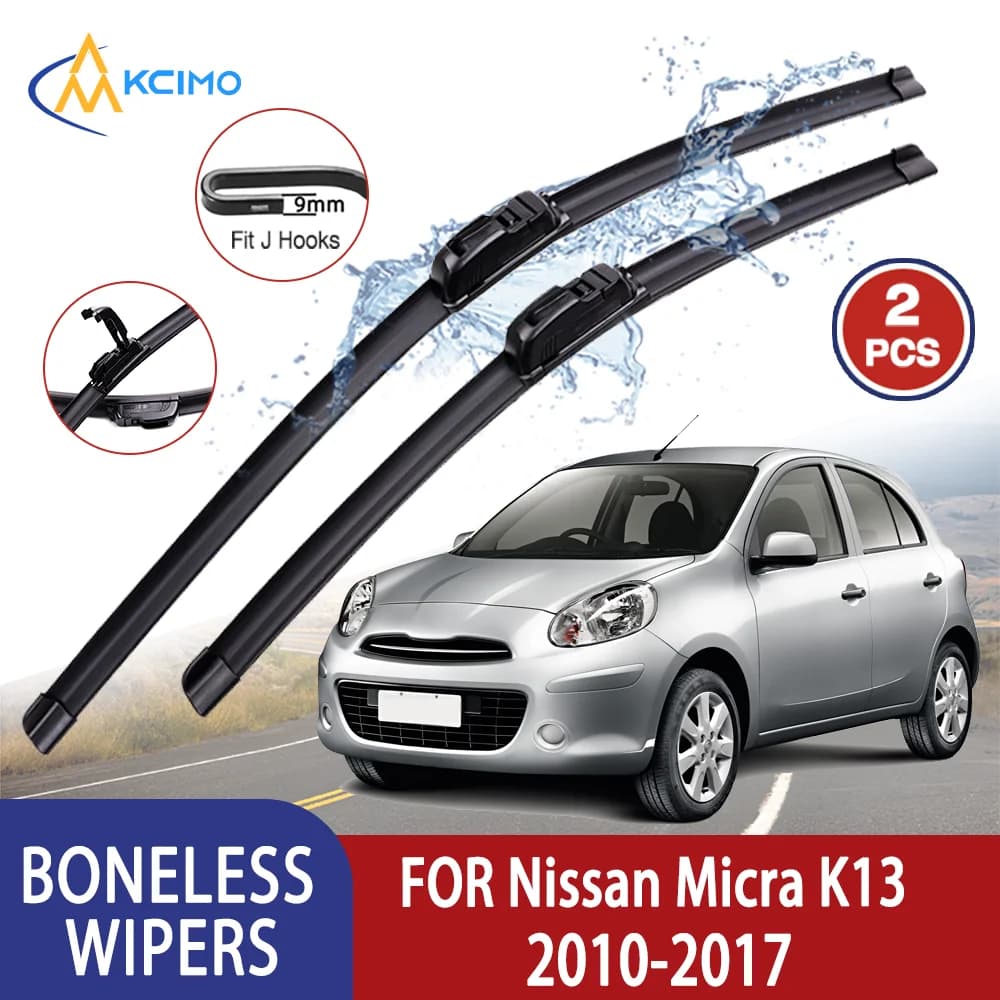 Kcimo Premium di alta qualità per Nissan Micra K13 2010-2017 Tergicristallo disossato in gomma morbida tipo U per auto - HD Silenzioso Durevole 21 "+ 14"