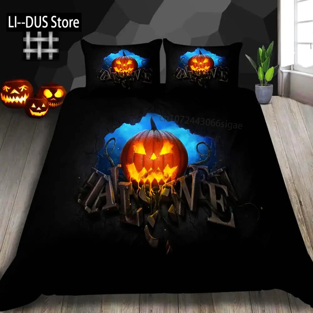 Set copripiumino di Halloween Biancheria da letto Decorazioni di Halloween Set di biancheria da letto della foresta misteriosa Copripiumino matrimoniale queen size king size