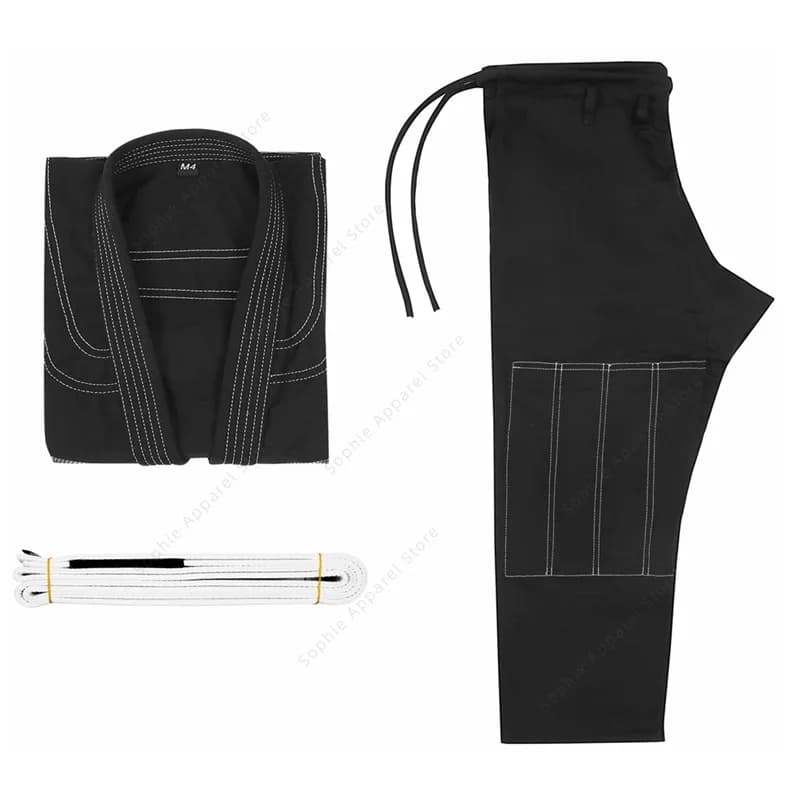 Set uniforme per arti marziali Gi Dobok per allenamento Judo BJJ Jiu Jitsu - Kimono resistente con cintura bianca per uomini, donne e bambini