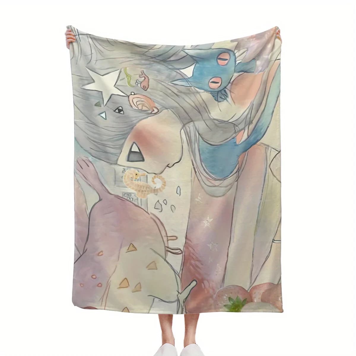 Coperta in flanella con personaggi stellari fantasiosi di Aya-Takano, design artistico morbido e caldo per letto, divano, viaggio, picnic