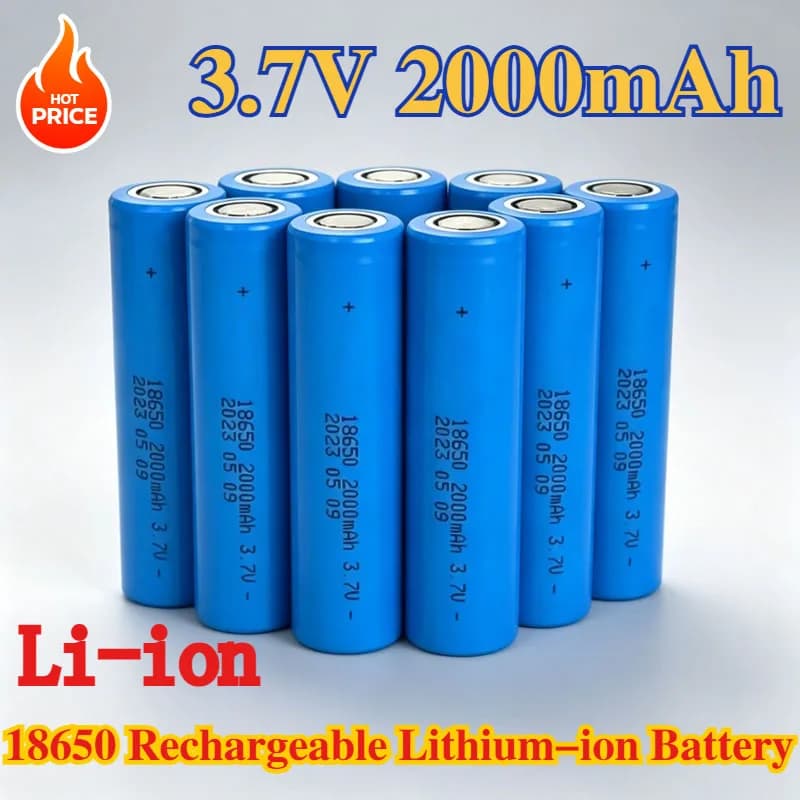 18650 3.7V 2000mAh Rechargeable Lithium-ion Battery Large Capacity Rechargeable Battery Suitable for Flashlight Power Bank Toys