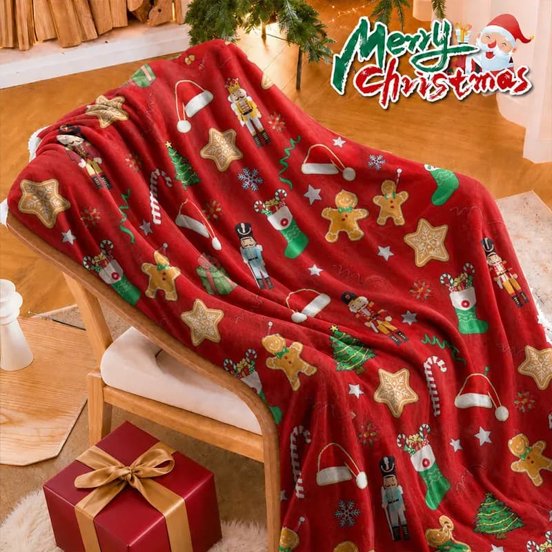 Gingerbread Man Christmas Tree Print Blanket Ultra-Soft Flannel Fleece Multi-Purpose Winter Warm Throw Blanket Merry Xmas Gift