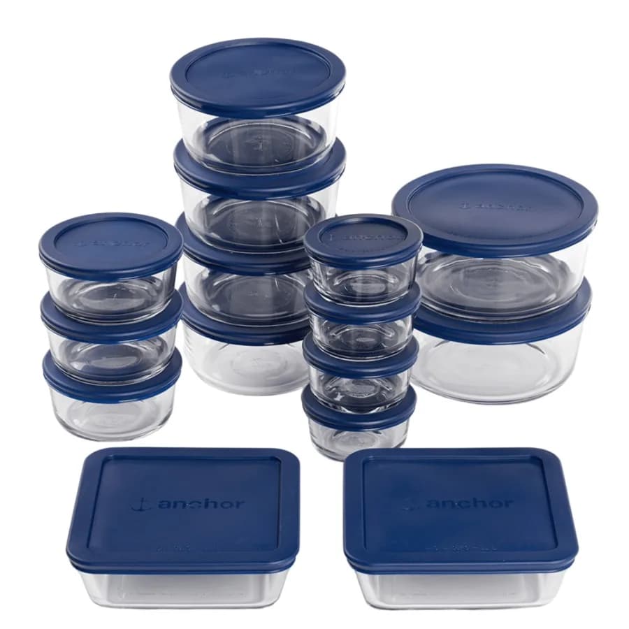 Glass Food Storage Containers with SnugFit Lids 30 Piece Set