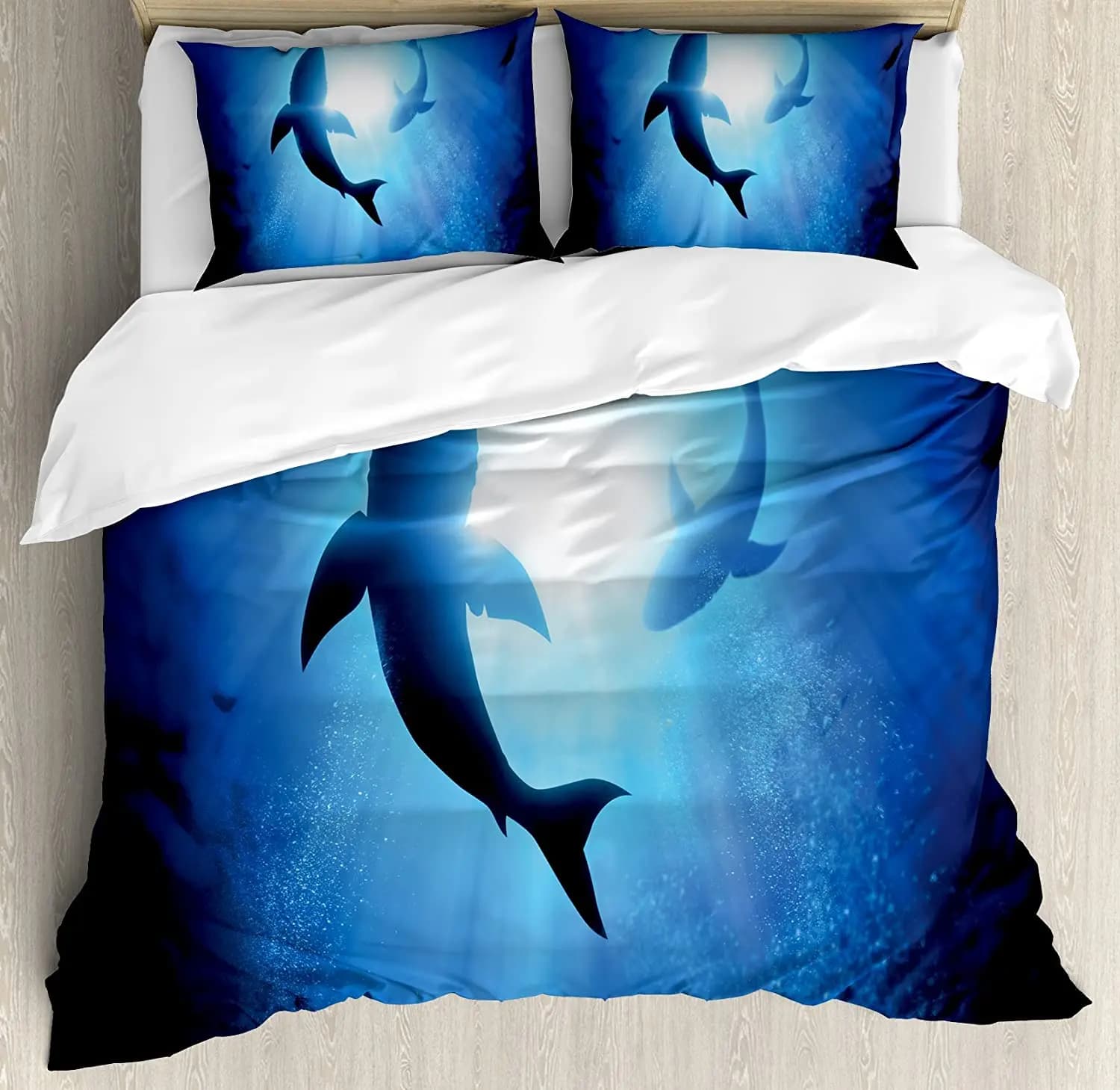 Set biancheria da letto squalo per camera da letto letto casa abitanti di squali oceanici balene delfini polpo copripiumino copripiumino federa