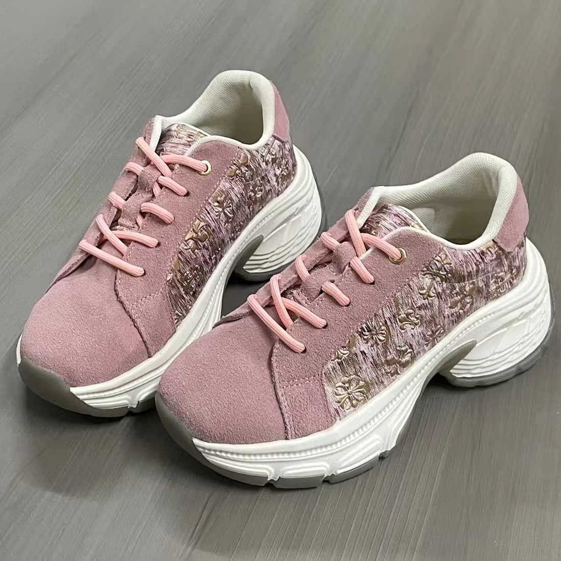Scarpe da Donna Xingliupi Rosa alla Moda, Scarpe Sportive con Rialzo di 5cm, Calzature Casual in Pelle per Ragazze, Versatili e Alla Moda