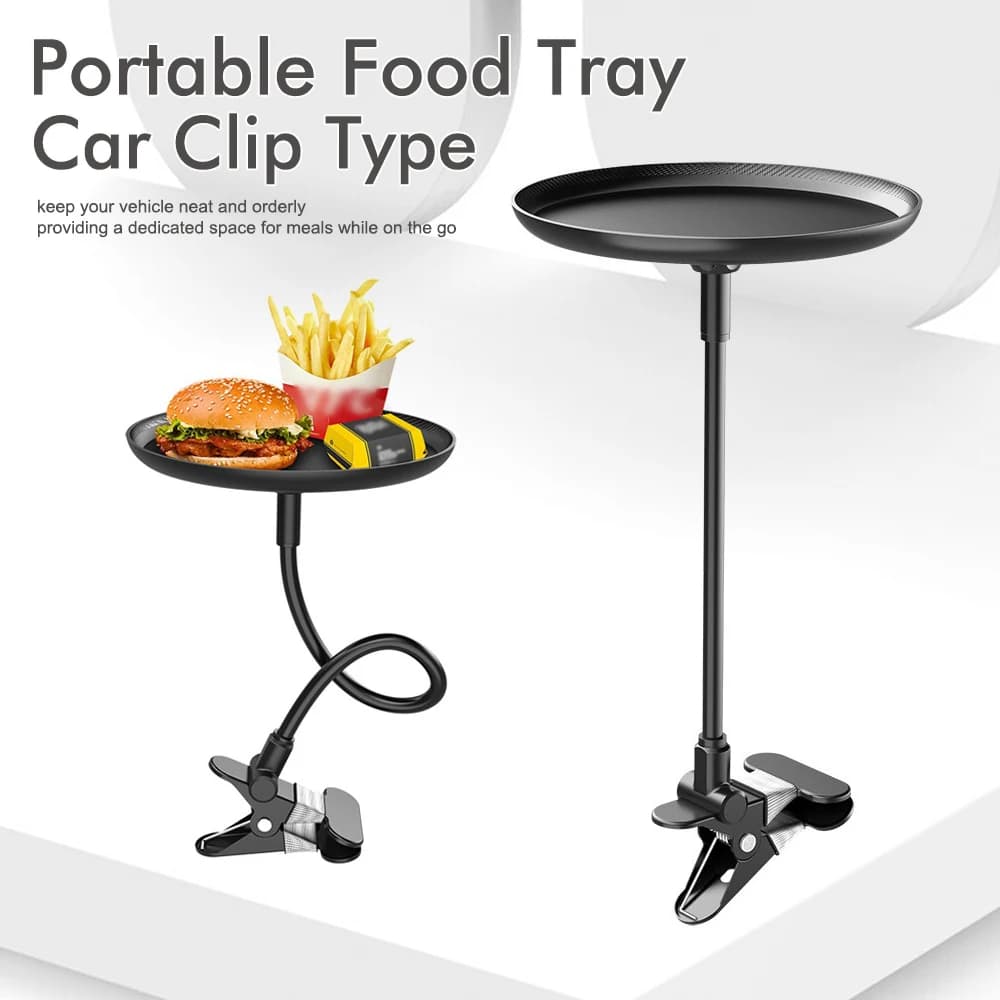 Nuovo vassoio per alimenti per auto antiscivolo nero ABS organizer supporto regolabile con morsetto adatto per snack per automobili bottiglia da tavolo sedile passeggero