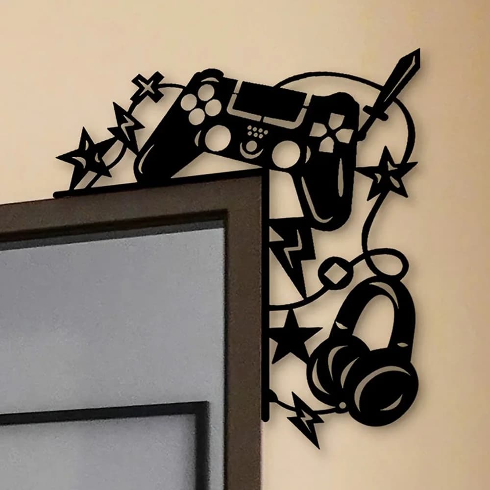 Ferro Arte Pittura Gamer Porta Finestra Trim RV Decor Deco Gaming Tema Cornice in legno Controller Parete Festa Camera da letto Regali