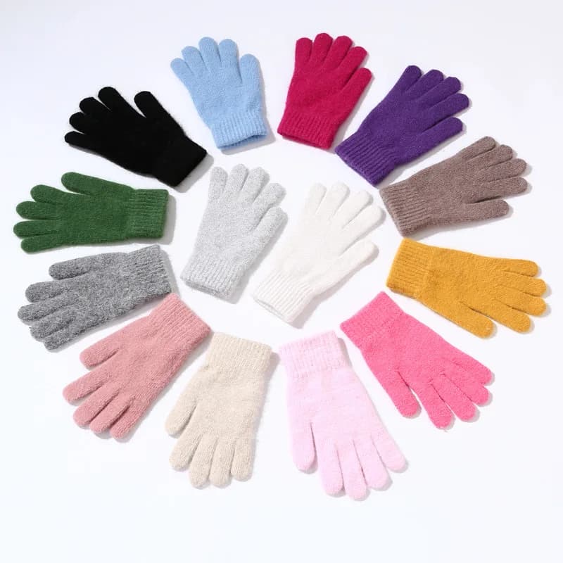 New winter gloves solid thickened with whole fingers woman man autumn gloves knitted gloves soft gloves from outdoor cycling