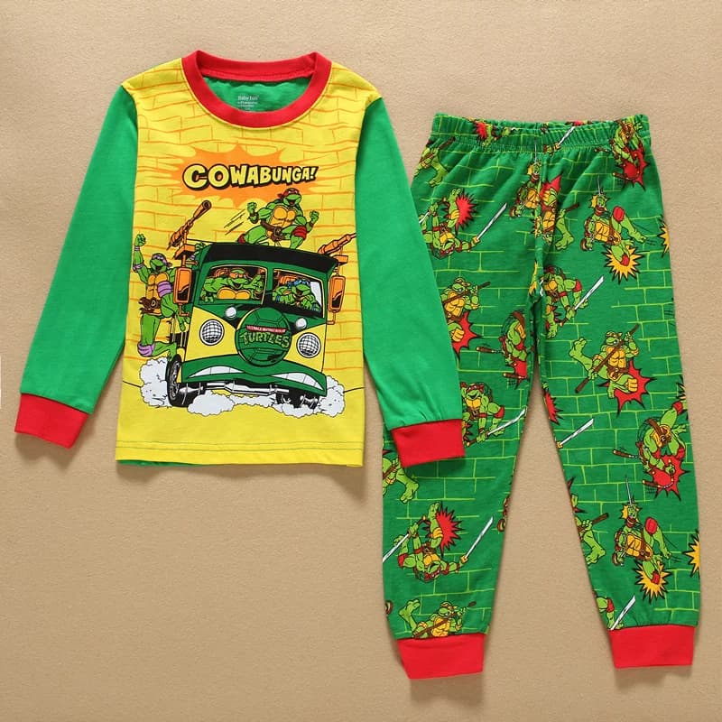 2pcs Anime Teenage Mutant Ninja Turtles Pajama Boys Home Clothes Children's Kawaii Pajamas Cartoon Cosplay Sleepwear Suits
