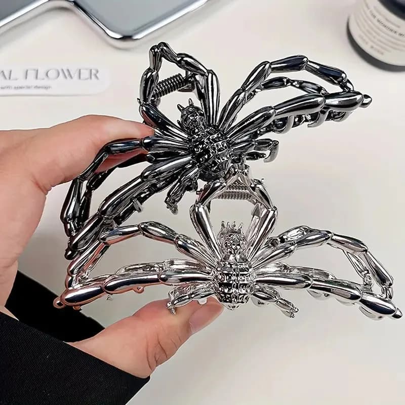 Punk Spider Web Metal Hair Claw Clips lega Halloween Hair Claw Clips Black Silver Color Hairpin per accessori per capelli sottili