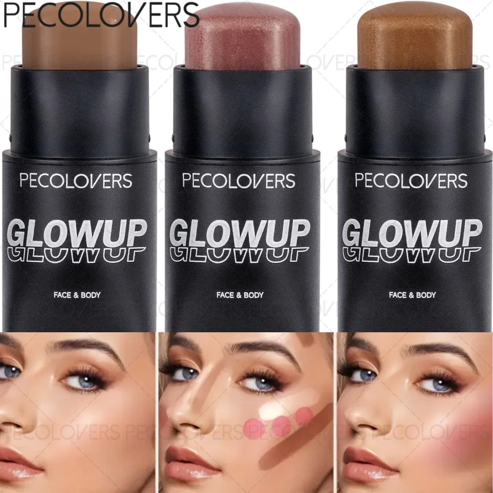 1 stick di trucco cremoso - Multiuso per labbra e guance, comodo per principianti, colore pesca e marrone, cosmetico per il viso