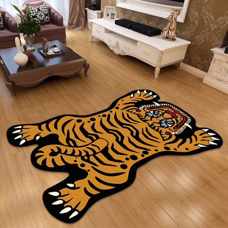 VIKAMA Tappeto tigre a forma di cartone animato Soggiorno Camera da letto per bambini Tappeti da comodino Decorazioni per la casa Tappetini da balcone da cucina antiscivolo