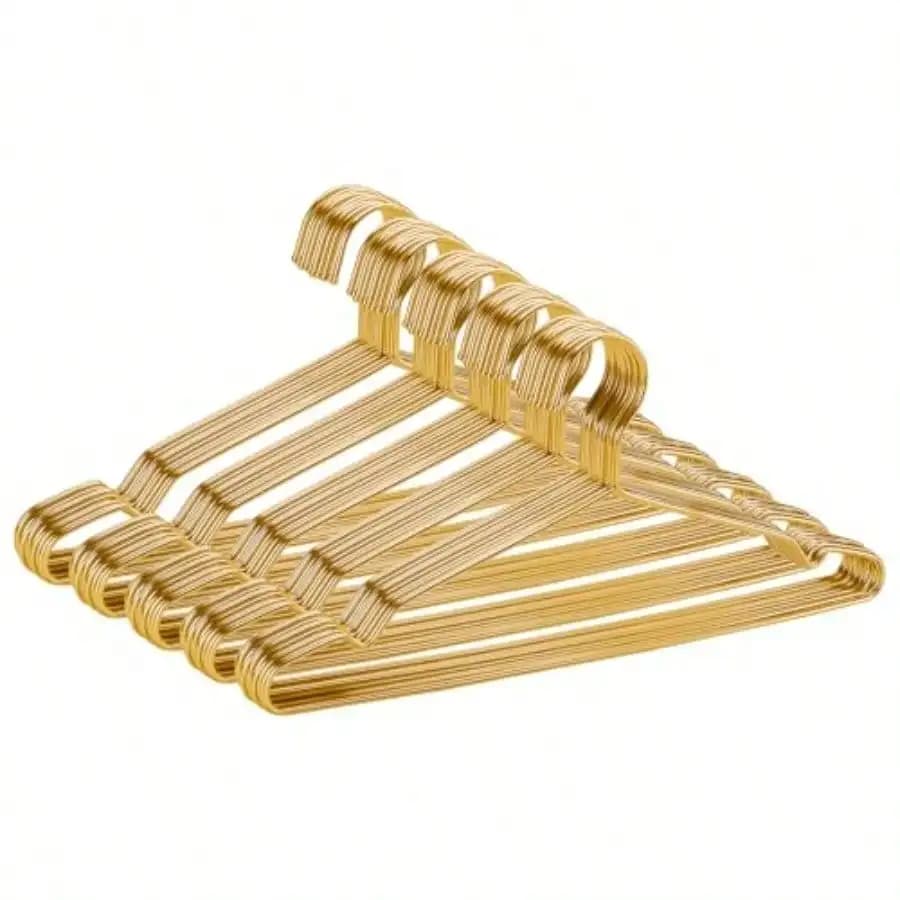 Appendiabiti in metallo sottile salvaspazio, confezione da 50, appendiabiti in filo metallico antiscivolo, appendiabiti resistenti in acciaio inossidabile per vestiti, 16,5 pollici, colore oro