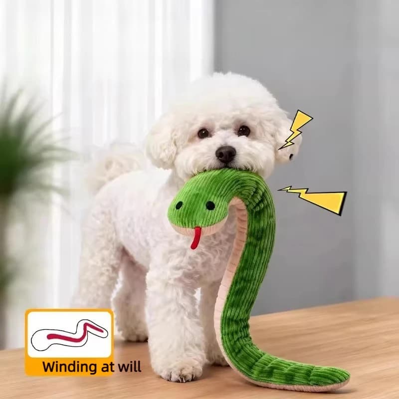 Snake‑Shaped Interactive Pet Chew Toy, Bite‑Resistant Plush Squeaky Toy, Teeth‑Cleaning for Kittens Puppies Small Dogs & Cats