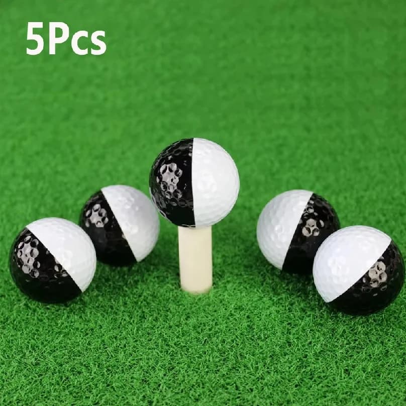 5Pcs Rubber Golf Balls Two Layers High Grade Outdoor Sport Golf Game Training Match Competition Black and White