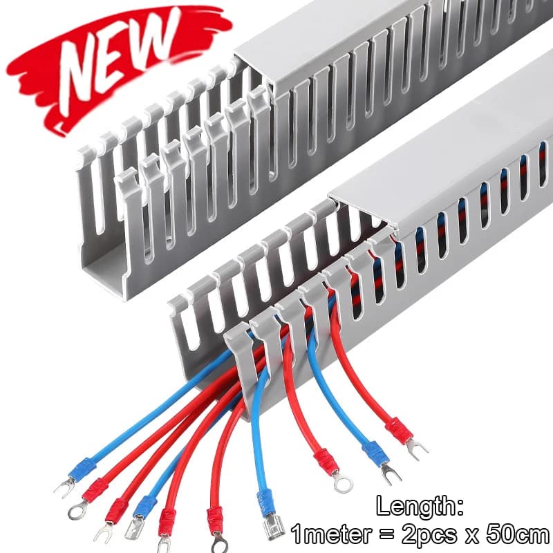 Condotto di cablaggio grigio PVC sotto la scrivania Gestione dei cavi Cablaggio con slot aperto da 100 cm Cablaggio da corsa Gestione dei condotti Cavi di alimentazione Raceway