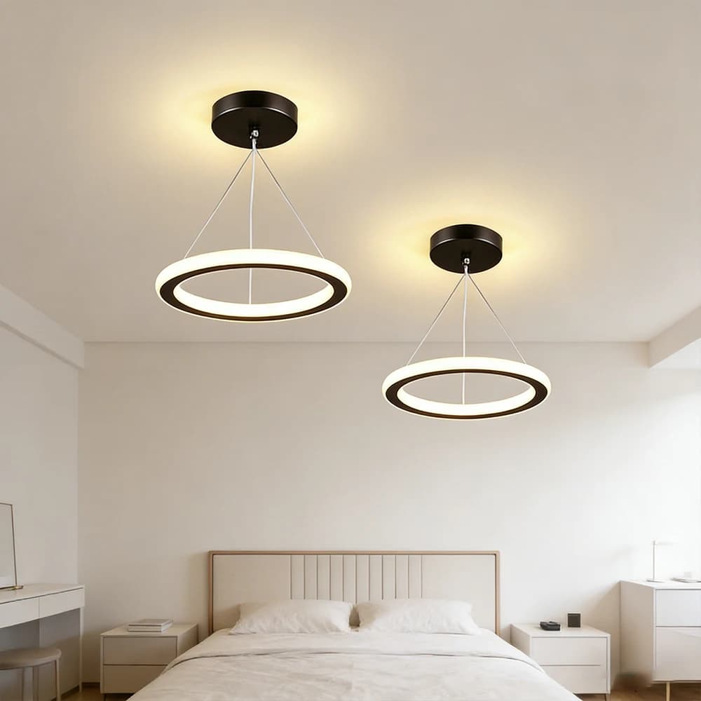 Lampade a Sospensione LED Circolari Moderne, 3 Colori Dimmerabili, Luci da Soffitto per Sala da Pranzo, Isola Cucina, Soggiorno, Camera da Letto, Ingresso